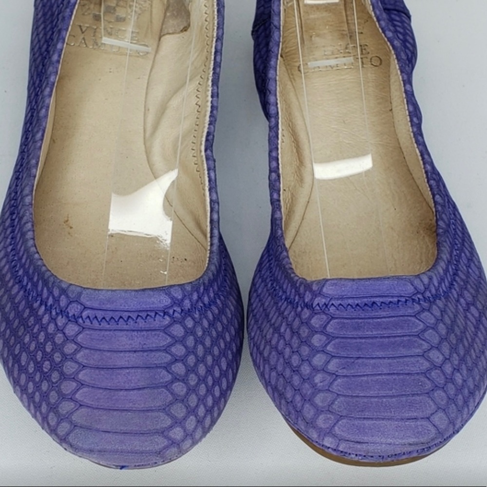 Vince Camuto Leather Snake Print Ballet Flat Shoes